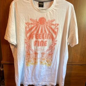 Orange and White Short Sleeve Tee with Vintage Graphic